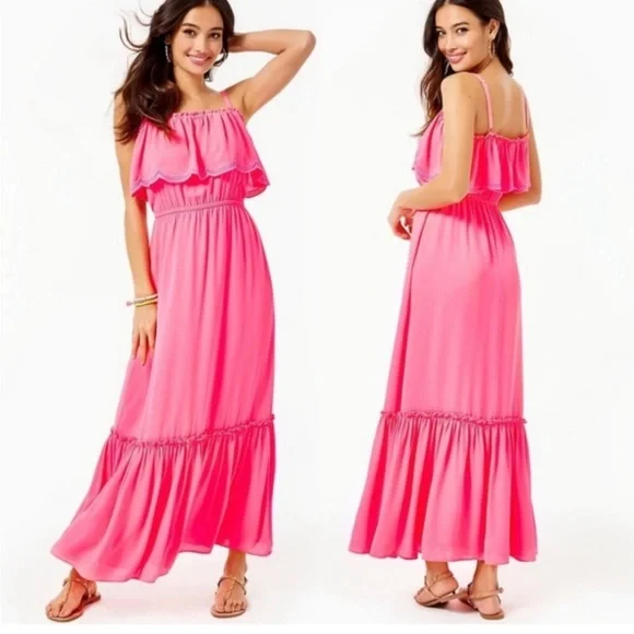 Lilly Pulitzer Adia Maxi Dress Love Potion Pink Maxi Dress size S - Picture 1 of 8